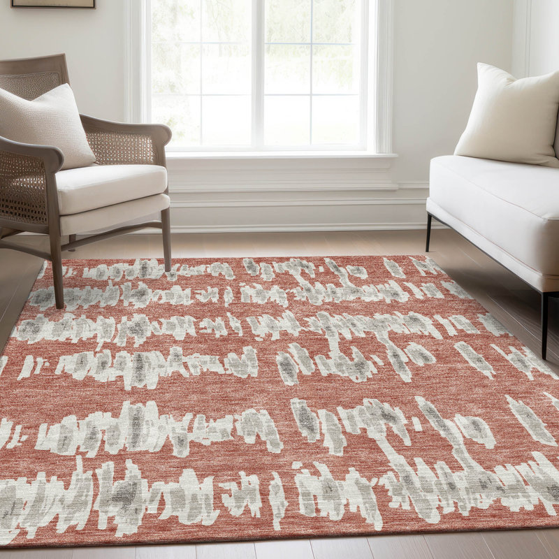 Premium Machine Washable Prisco Salmon Rug, Rectangle 8' x 10'