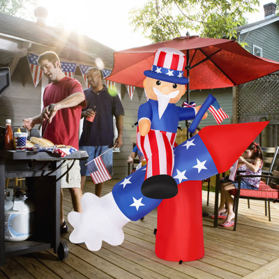 Oncle Sam gonflable de 1,80 m avec lumiÃ¨res DEL, thÃ¨me patriotique du 4 juillet