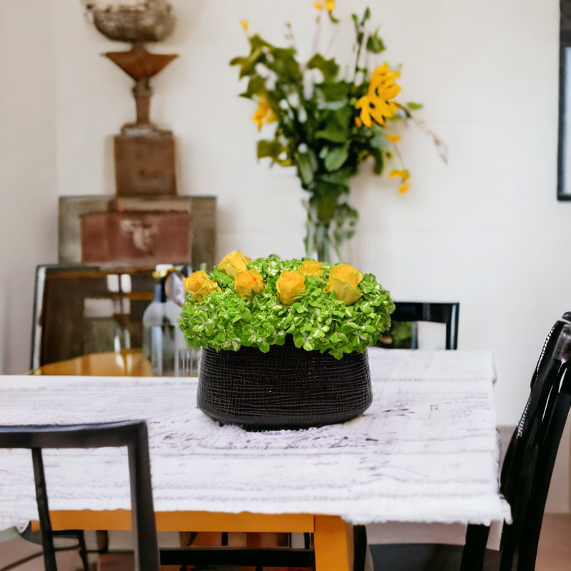 Raphaela Ceramic Table Vase, Black, 7" H x 9" W x 4" D