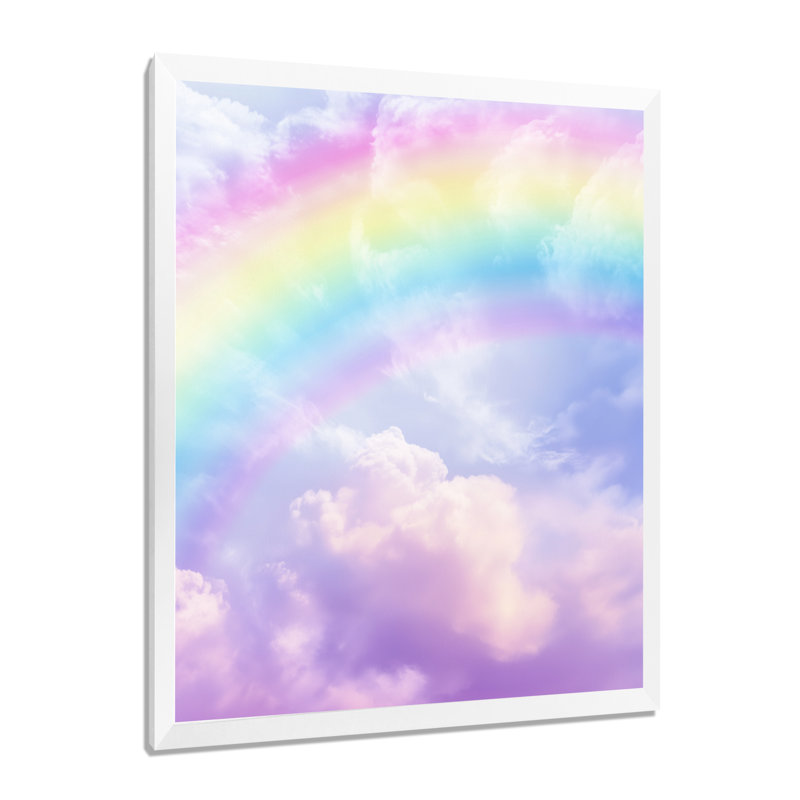 Pastelmulti Arc-en-ciel pastel doux - Tableau encadré, H 44 po x l 34 po, White Picture Framed