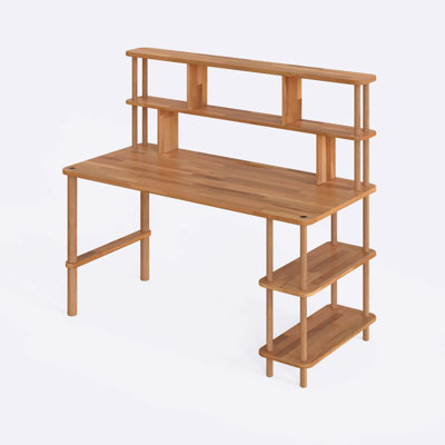 Jasper Solid Wood Study Desk with Shelf for Modern Workspaces – Sleek & Space-Saving