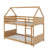 Twin Over Twin Floor Bunk Bed With House Design And Head Foot Panels-2015886303