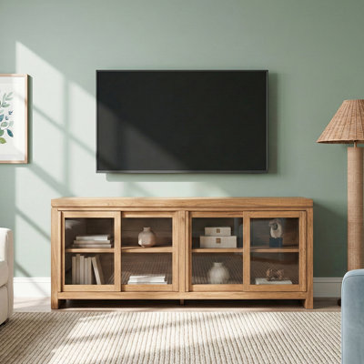 Bateson Modern Window Pane TV Stand/Sideboard with Sliding Doors, 74 Inch