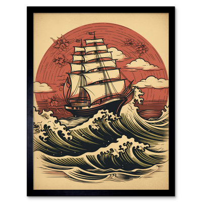 Tiponya Ship Sailing In Rough Sea Waves - Single Picture Frame Print