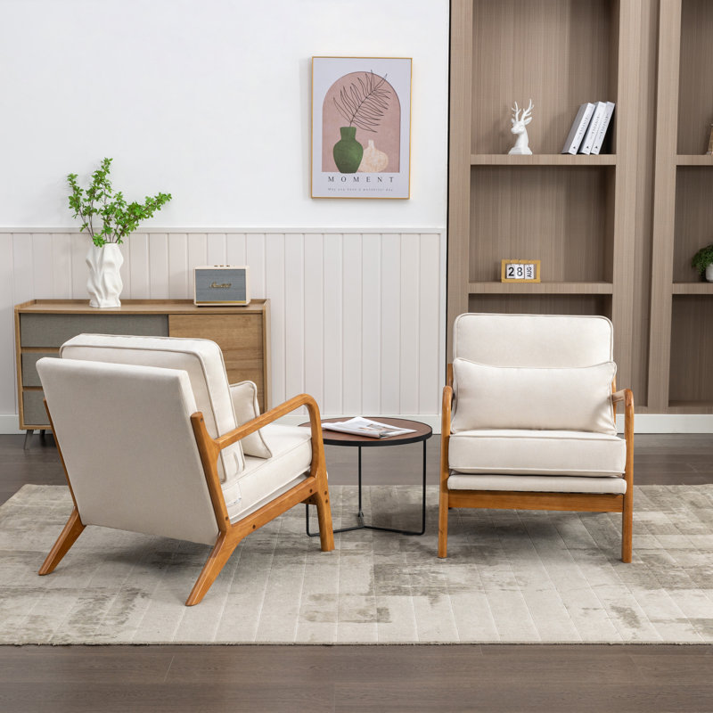 Holdyn Upholstered Armchair, Beige Linen Blend