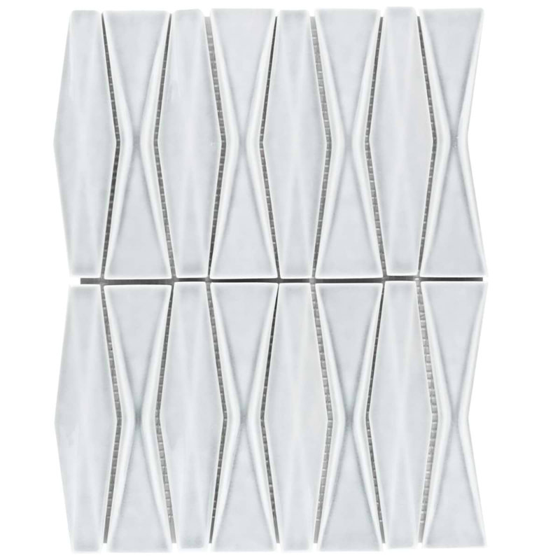 Nabi Harlequin 2X8 Crackled Glossy Glass Mosaic Tile, Arctic Blue