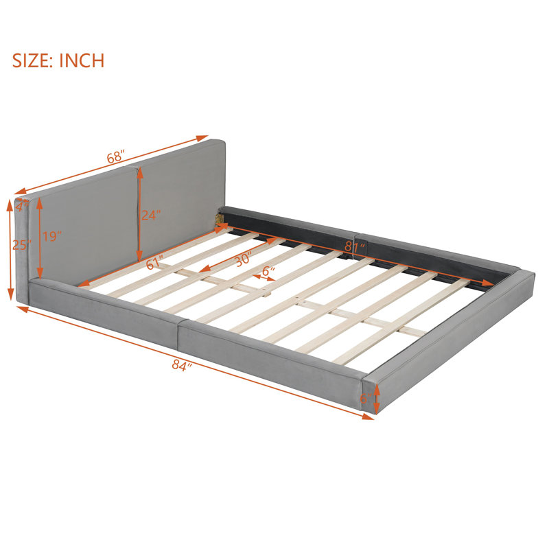 Grand lit plateforme tapissier en velours grand format, motif au sol avec structure solide et solide, mobilier de chambre à coucher moderne et élégant pour la décoration intérieure