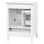 Meuble-lavabo moderne de 24 po avec comptoir en céramique, pieds en bois massif avec 3 tiroirs à fermeture en douceur et support de porte, bleu gris / blanc-723868083