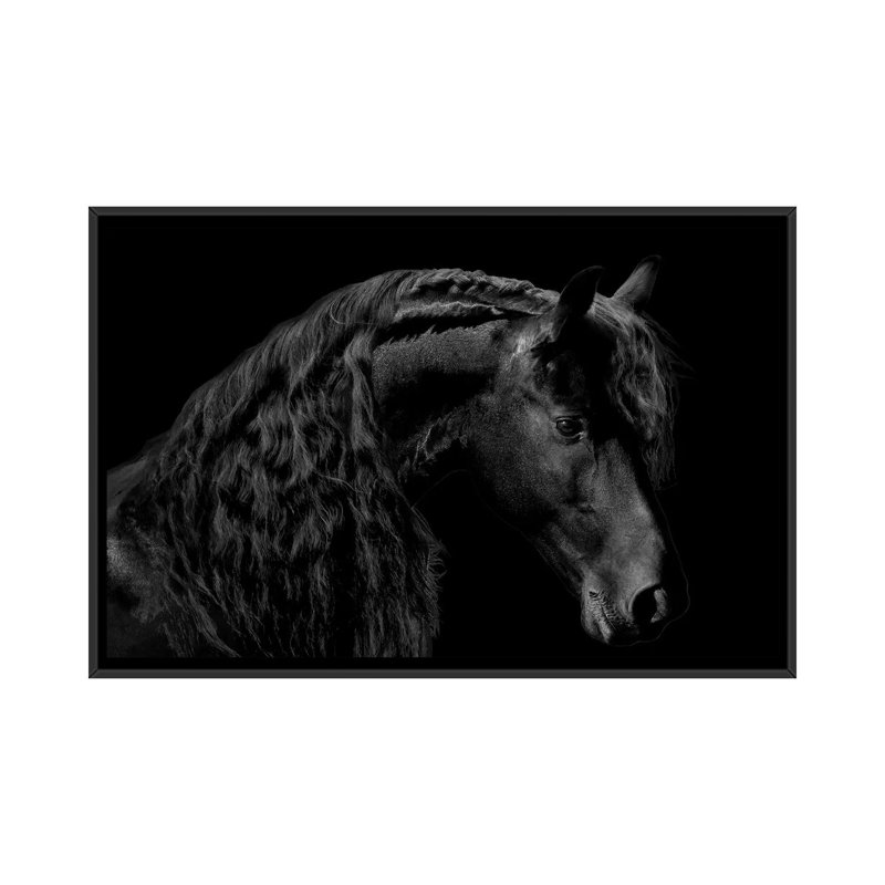 «Classic Black II», impression sur toile, H 18 po x l 26 po x P 1,5 po, Toile encadrée noire, Pas de tapis