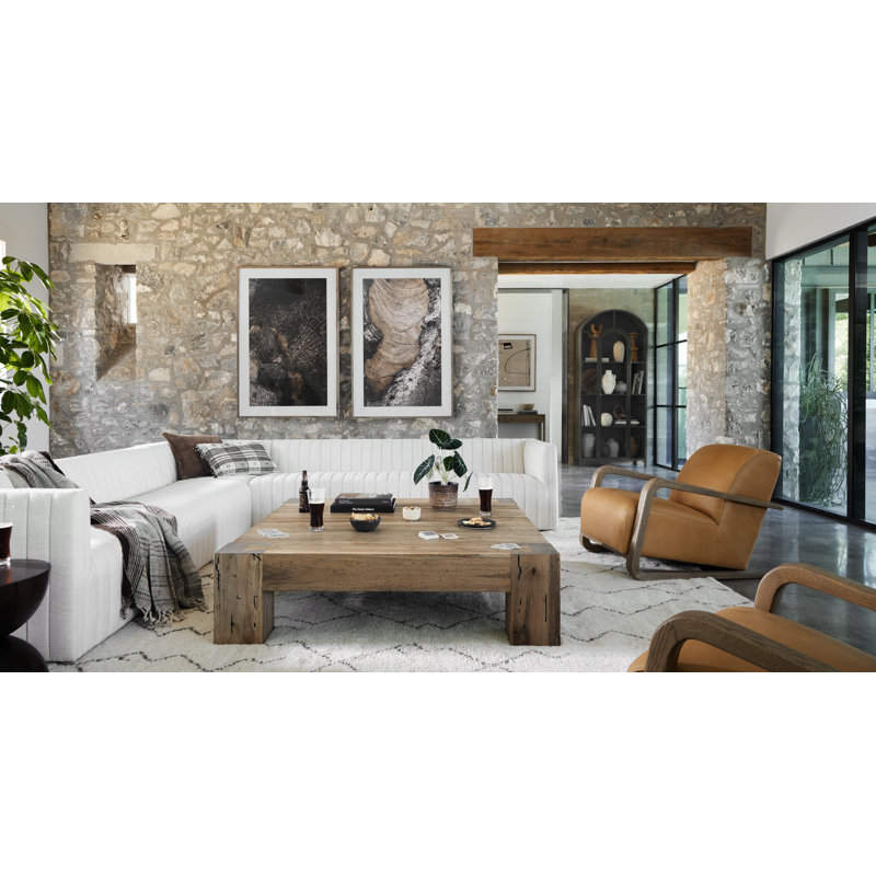 Augustine Modular Sectional, Natural Rayon Velvet
