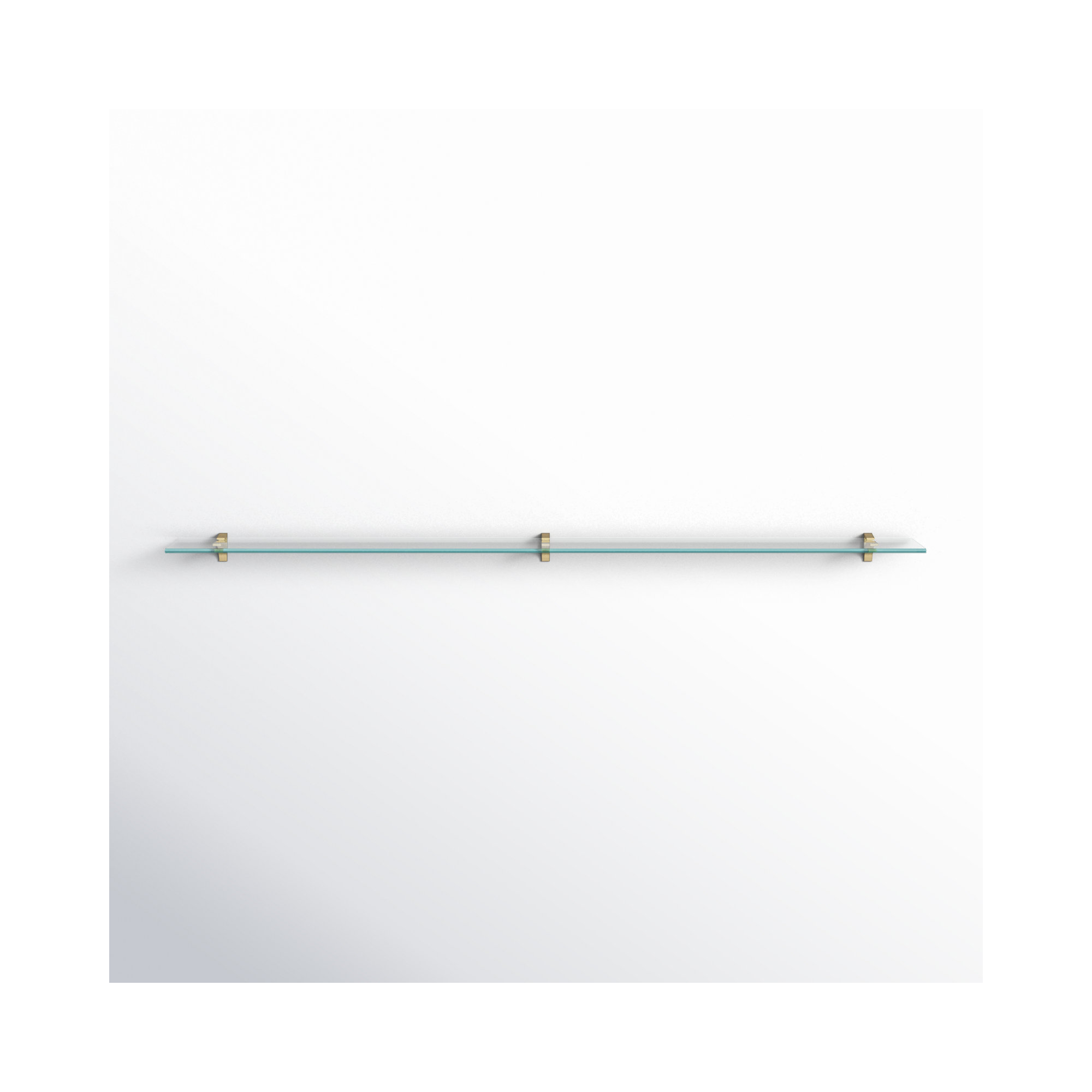 Earlham Tempered Glass Wall Mounted Bracket Shelf, Brass