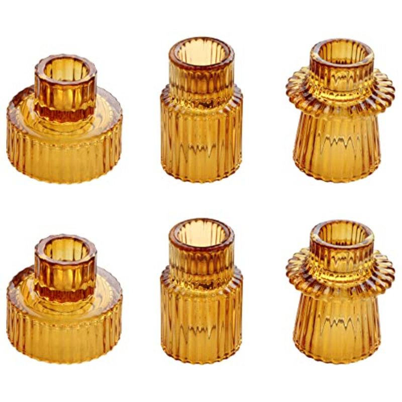 Bougeoirs en forme de chandelle en verre Taper, Doré