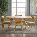 Bryona 59" 4-Person Wood Trestle Dining Set with Upholstered Chairs