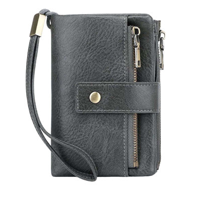 Leather Wallet Women's RFID Blocking Leather Wallet Ladies' Wallet Multi-functional Three-fold Short Style Vintage Large Capacity Coin Purse