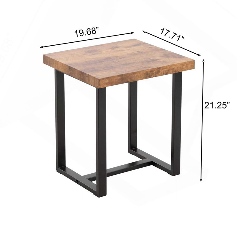 Petite table à thé 2 pièces, table de chevet en noyer, table de bout en panneau de fibres à densité moyenne et canapé avec pieds en métal
