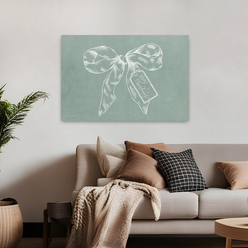 Merry Christmas Bow, art abstrait contemporain hivernal, H 32 po x l 48 po