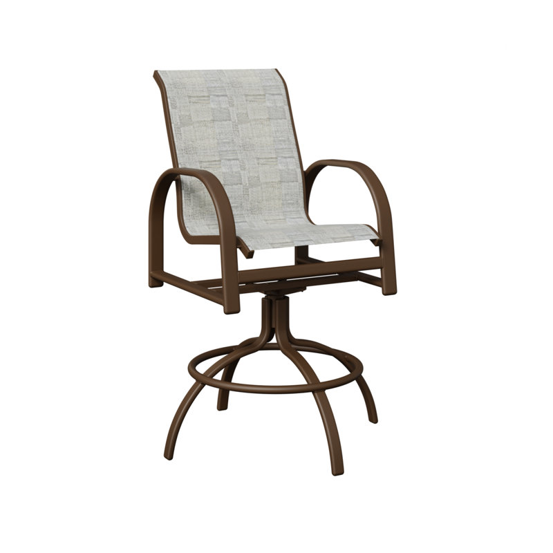Chaise de bar pivotante en aluminium Mesquite Berlin, Filon de bois mesquite, Solido Luxe