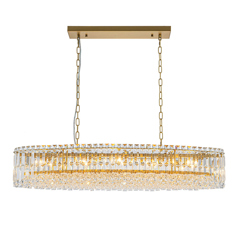 Lustre géométrique à 10 lumières à intensité variable Grasiela, Or brossé