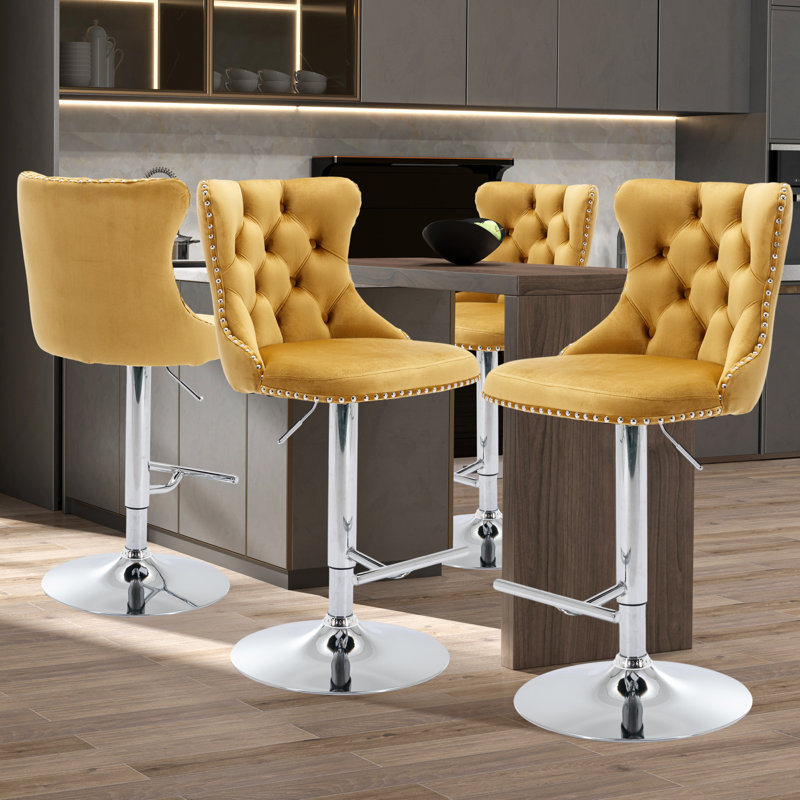 Tabourets de bar Kalinka, Argent, Jaune, 4