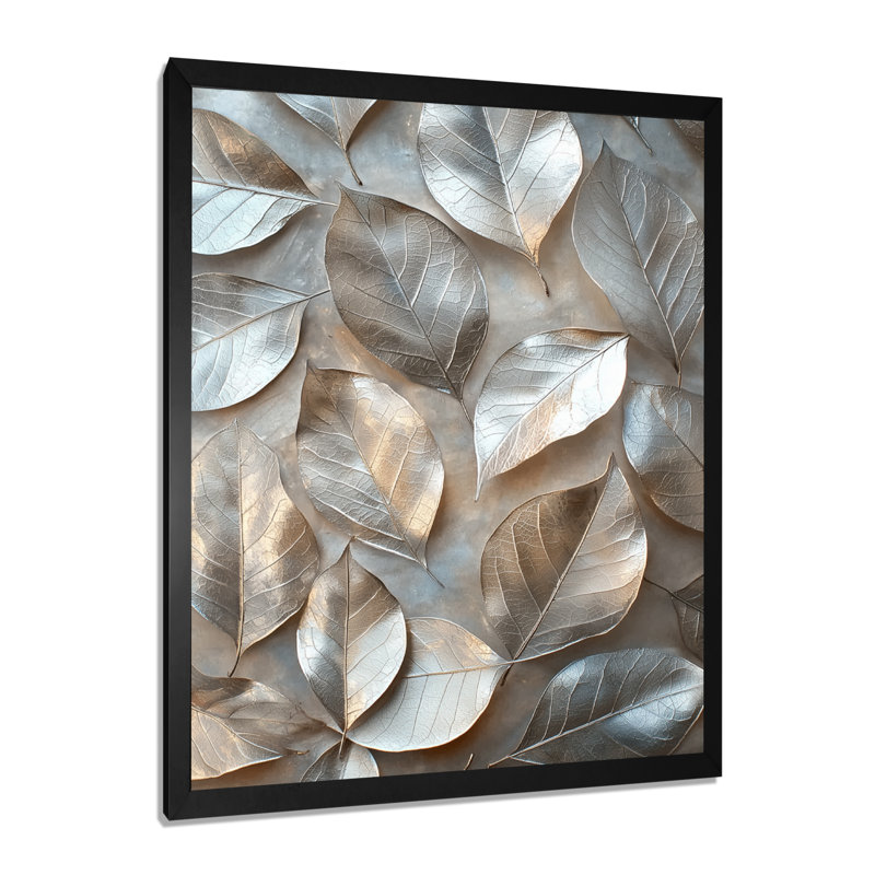 Cuivre, argent, feuilles d'étain II - impression sur toile florale, 40" H x 30" W, Reproduction encadrée d'une seule photo