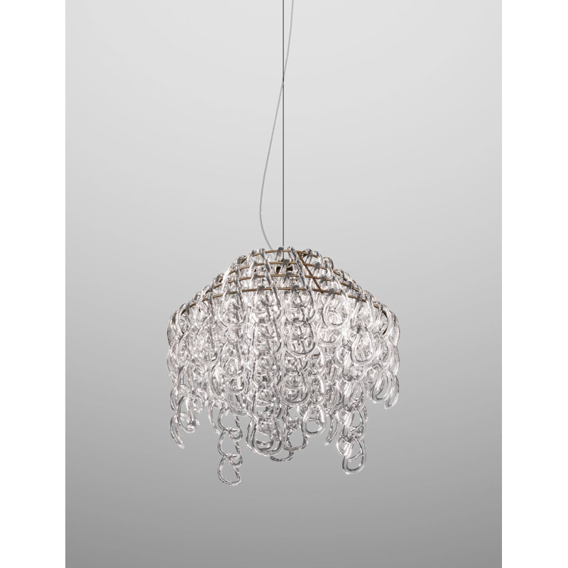Giogali Suspension 35 Crystal Transparent Matt Bronze 1 E26 Ul 1, 90" H x 14.5" W x 14.5" D, Matte Bronze