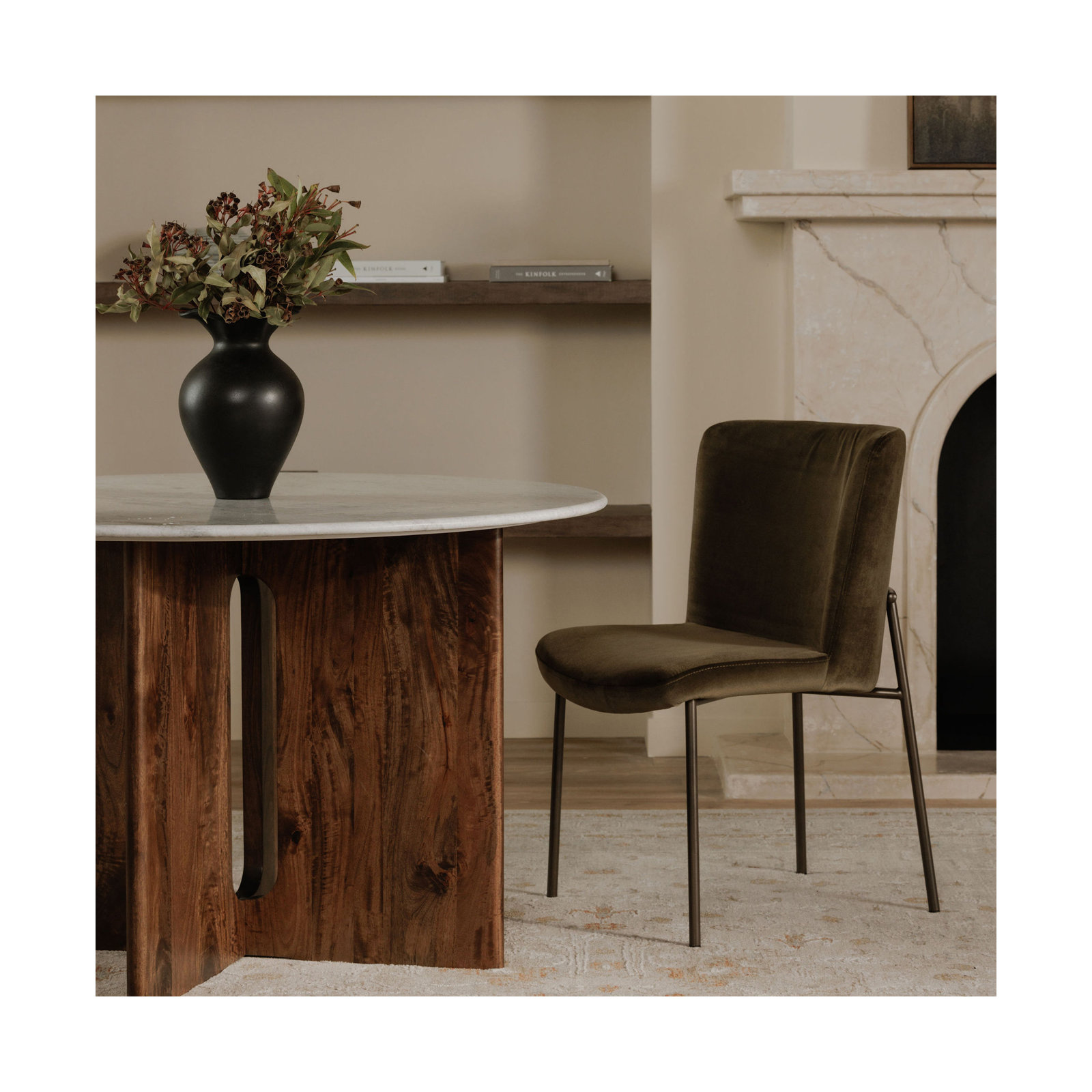 Dareau Dining Chair-Set Of Two, Green Velvet
