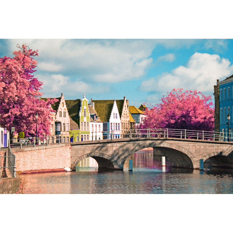 Canal In Brugge, Belgium - Wrapped Canvas Print, 30cm H x 46cm W