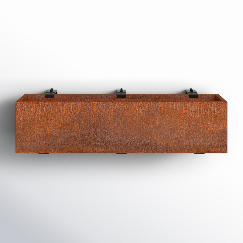 Jardinière en acier Corten, H 9 po x l 36 po x p 9 po