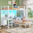Bunk Bed with 2 Desk and 6 Storage Drawers & 2 Toy storage boxes, LED Metal Twin Captain Bed Small Bedroom Maximize space utilization for 2 Kids-1826737419