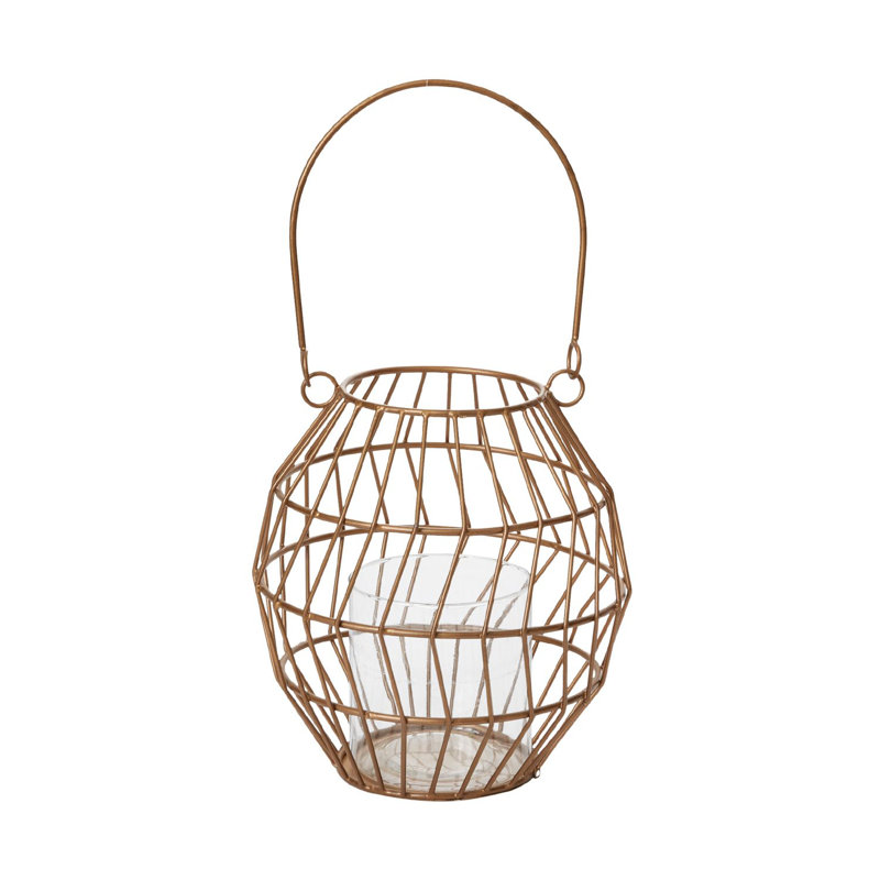 Metal Floor Lantern, 9" H x 8.25" W x 8.25" D