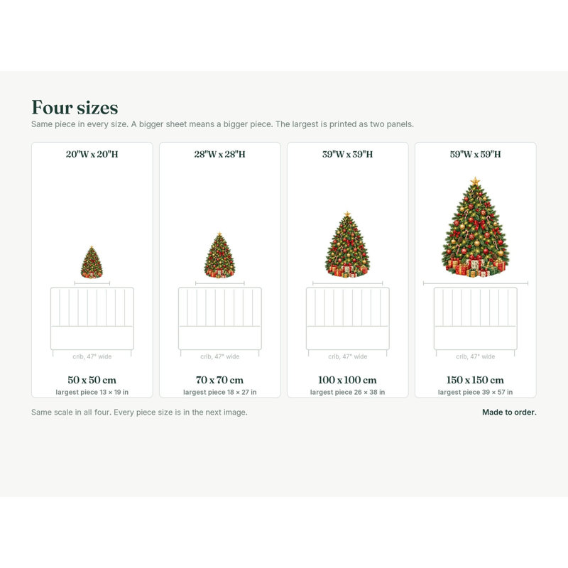 Large Christmas Tree Wall Decal, Big Peel and Stick Nursery Wall Sticker, Satin Finish Removable Kids Room Wall Art, 20"W x 20"H (50 x 50 cm)