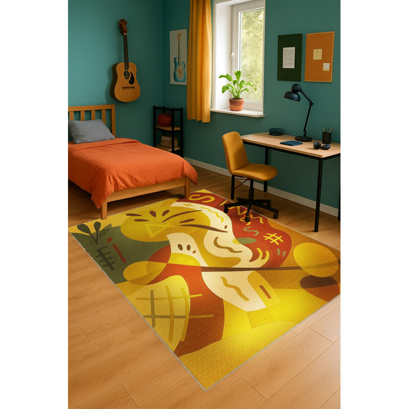Tapis tissé orange Mosso, 2'6" x 4'11"
