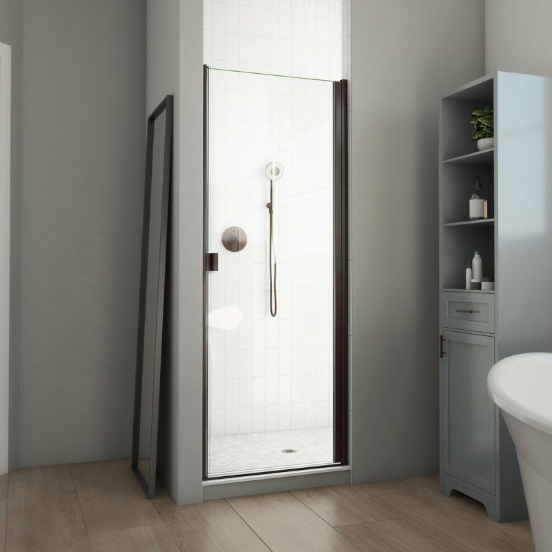 Porte de douche battante en bronze huilé DreamLine Alliance 28 po x l 29 po x H 66 po, Bronze huilé, Clair, 29"