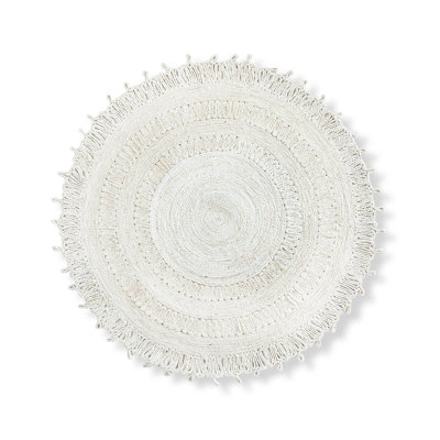 Tapis rond en jute blanc tissé à la main Medallion