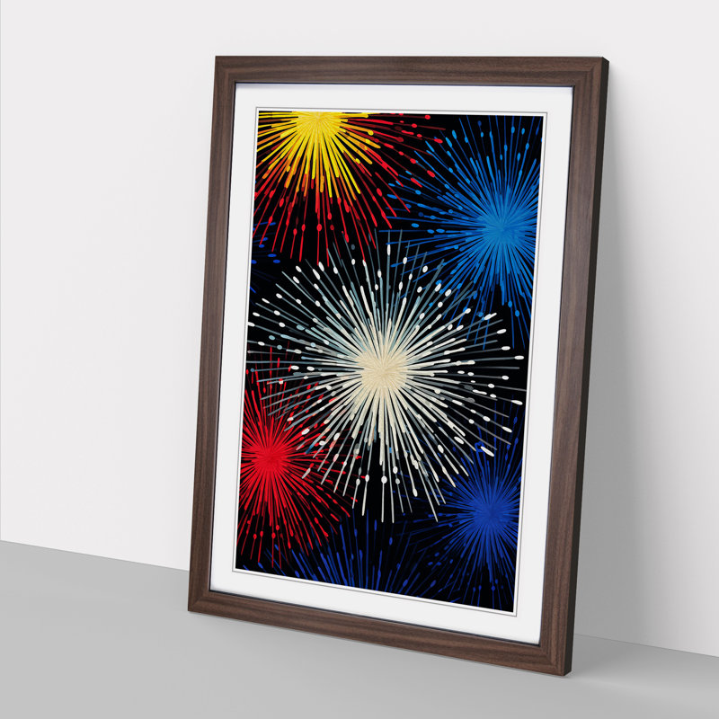 Fireworks Op No.2 - Single Picture Frame Print on Wood, Walnut, 46cm H x 34cm W x 2cm D