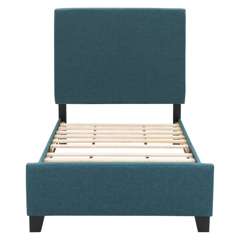 Upholstered Slat Bed, Twin, Blue