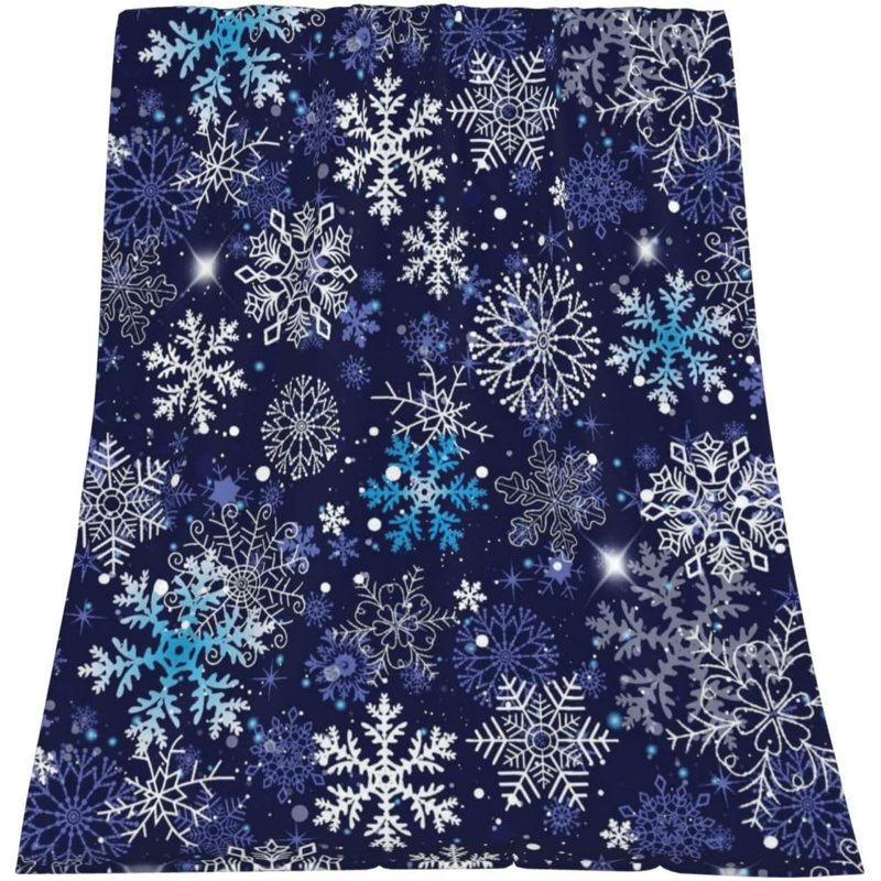 Jeté de Noël flocon de neige bleu d'hiver pour canapé de chambre, 30 x 40 po