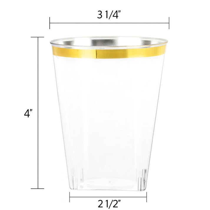 The Edge Collection Elegant Transparent Green with Gold Rim Square Dinner Tableware COMBO Set, Transparent Green