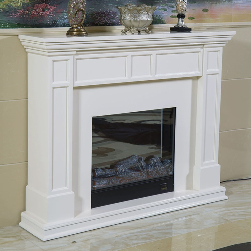 White Manufactured Wood Electric Fireplace