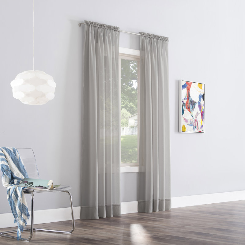 Sheer Rod Pocket Curtain Panel - Basics by Wayfair™, 59" W x 84" L, Silver Gray