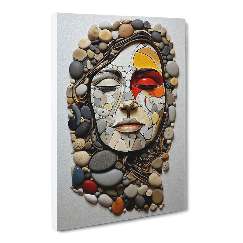 Pebbles Gestural - Wrapped Canvas, 60cm H x 40cm W x 3cm D