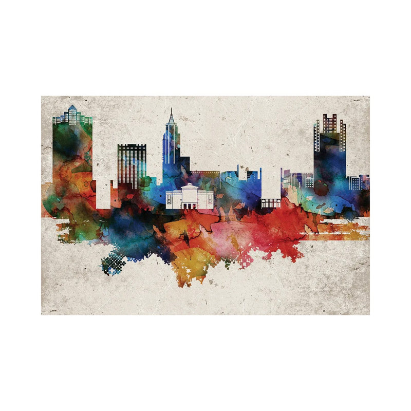 Raleigh Abstract Skyline by WallDecorAddict - Wrapped Canvas Gallery-Wrapped Canvas Giclée, 20.32 cm H x 30.48 cm W