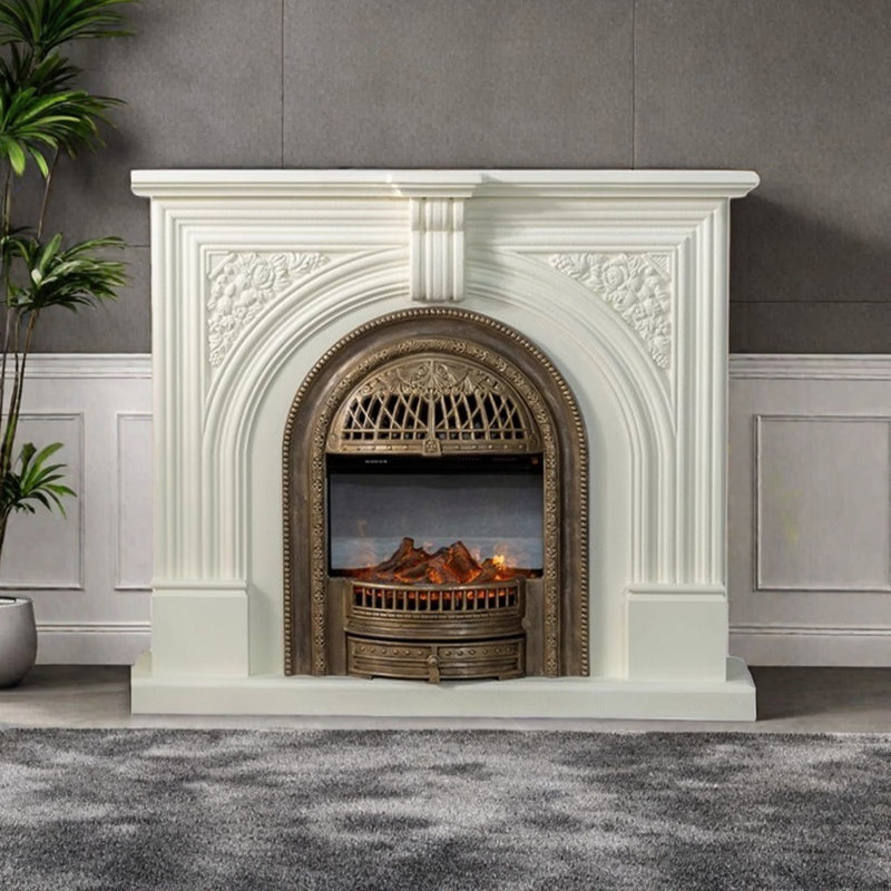 Modern retro fireplace, unique shape, Brown/Beige