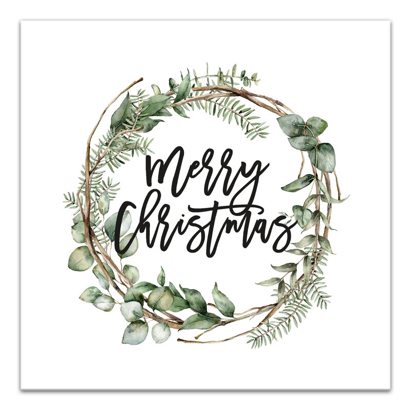 «Merry Christmas Wreath», reproduction sur toile tendue, H 12 po x l 12 po x P 1,25 po