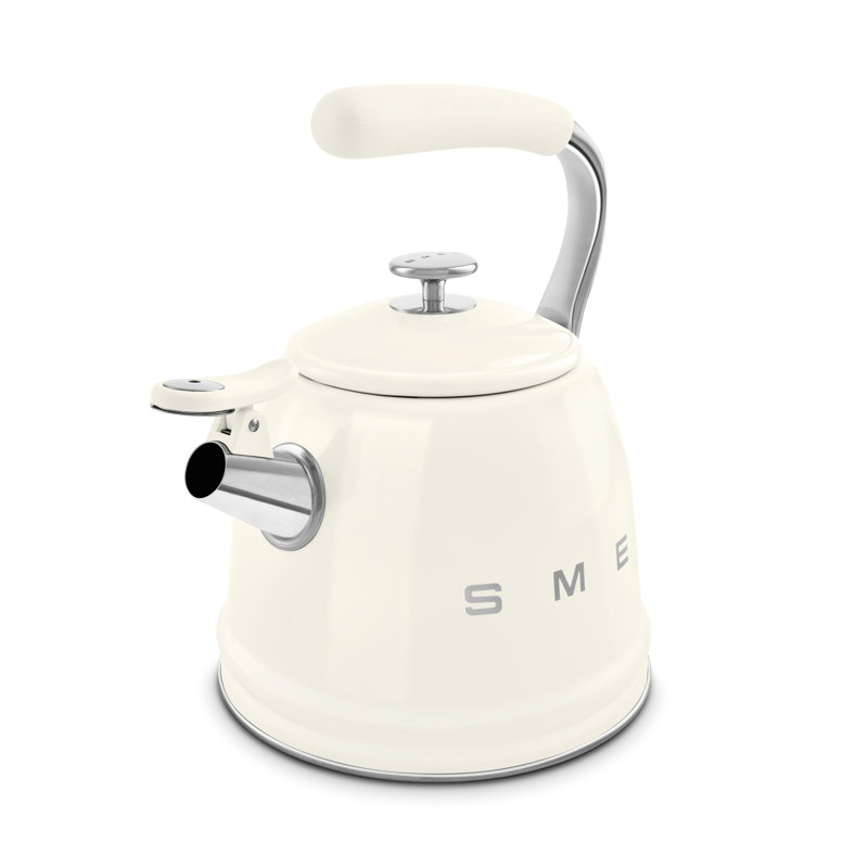 Smeg WKF01 50's Style Retro Whistling Kettle, Cream