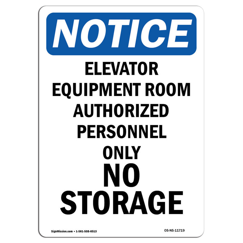 Elevator Equipment Room Authorized Sign