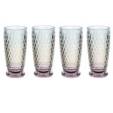 Villeroy & Boch Boston Pearl Long Drink Glass, Set of 4, 13.5 oz, Crystal Glass for Cocktails, Made in Germany, Dishwasher-Safe