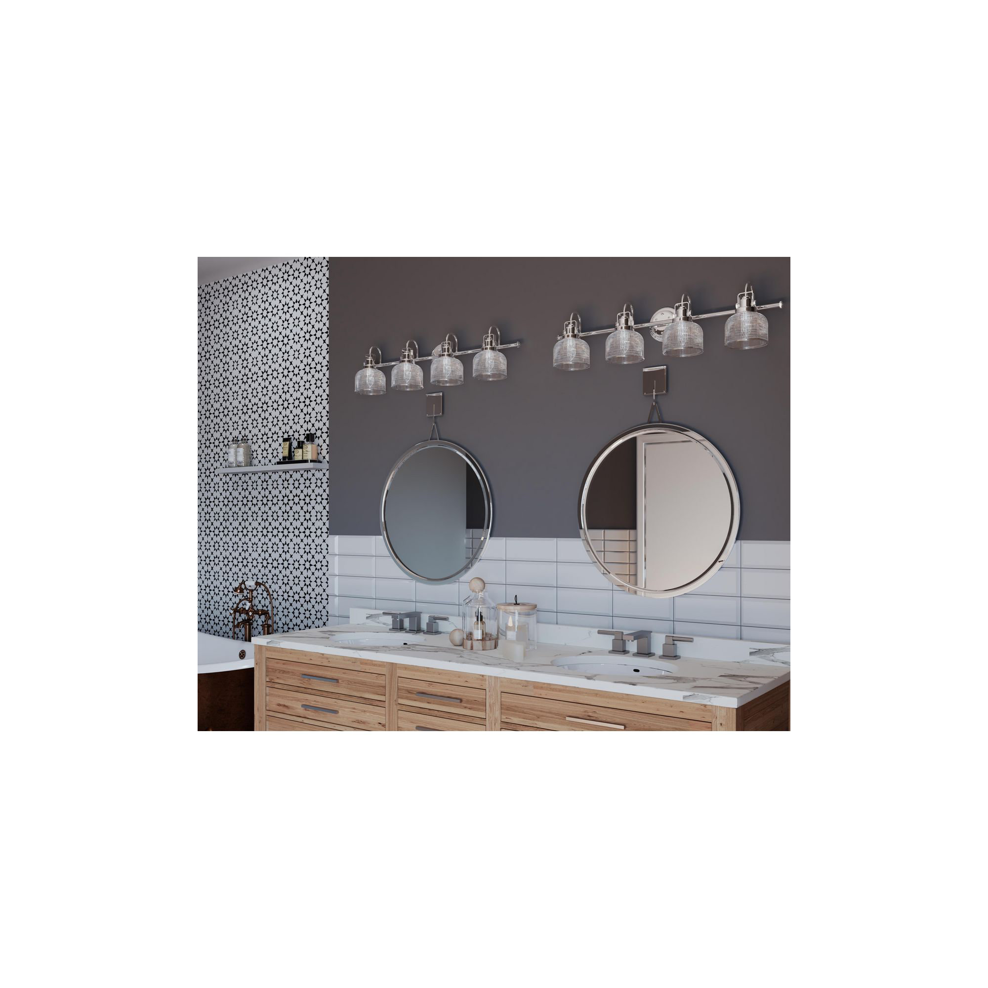 Rosser 4 Light Transparent Dimmable Vanity Light, Polished Chrome