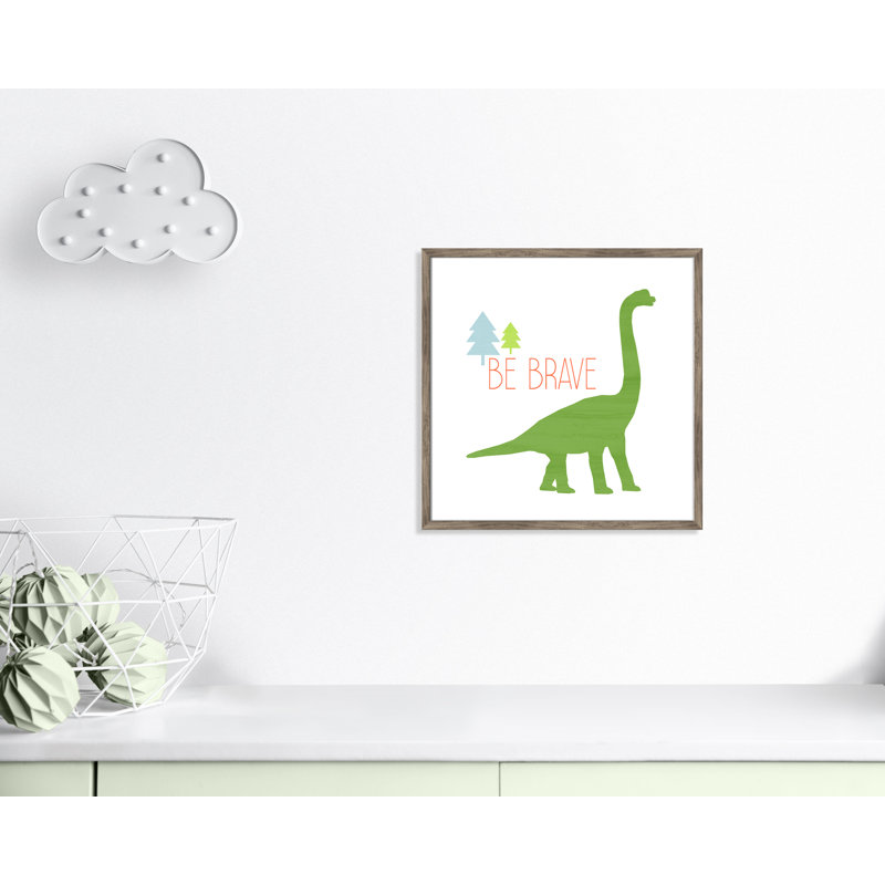 Dino Brave 1 ', art encadré, 22.5" H x 22.5" W x 1.18" D, Encadré de boîte de grange gris