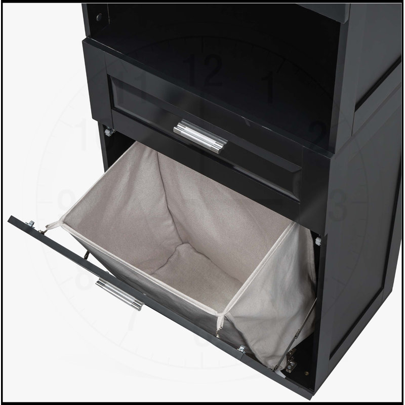 Armoire de salle de bain polyvalente avec panier à linge et nombreuses options de rangement pour une organisation améliorée